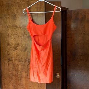Bright Orange Dress , Split